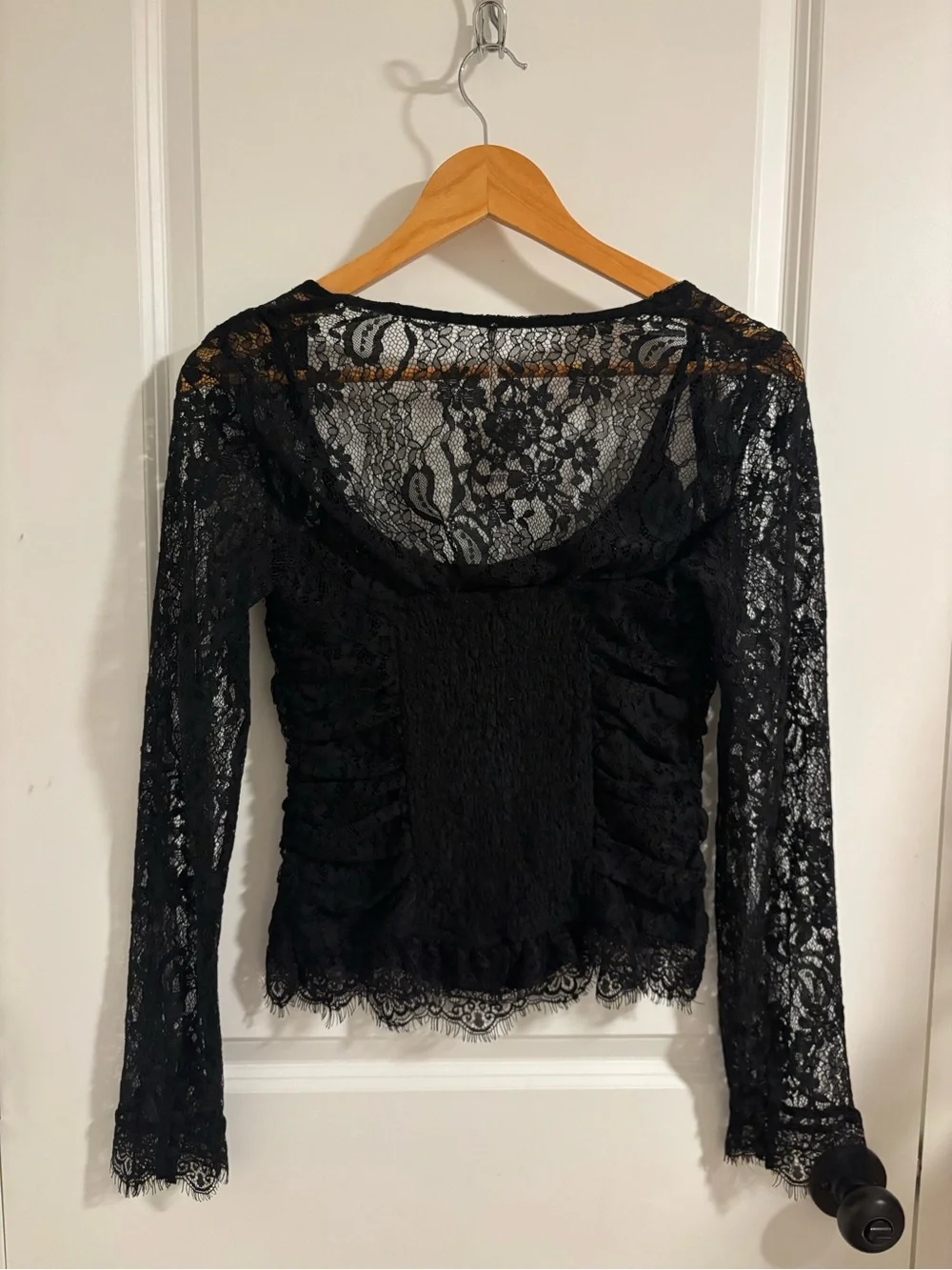 NWT FREE PEOPLE Paloma Lace Top Black Size Small
